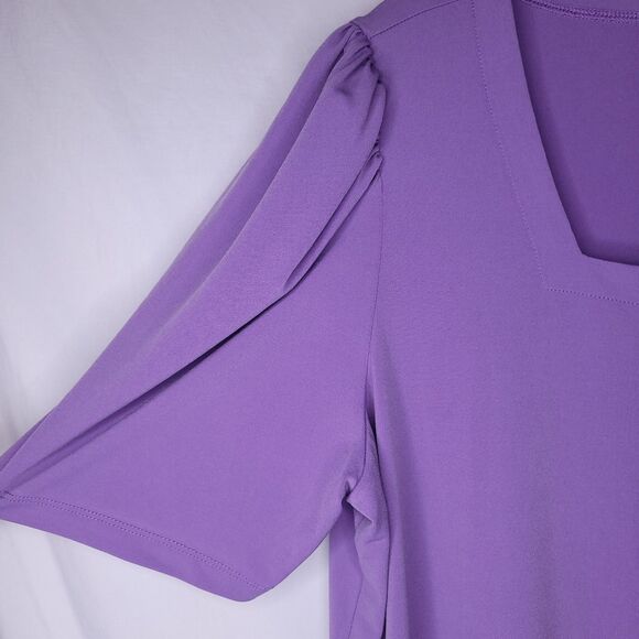 Susan Graver Top XL Purple Square Neck Liquid Knit - Picture 3 of 12